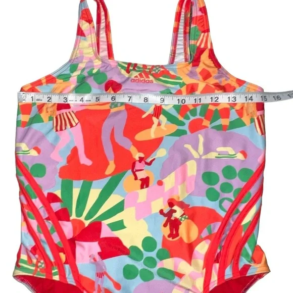 {NWOT FARM Rio + Adidas One Piece Bathing Suit in Pearl Citrine/Pink 12} - Picture 7 of 8